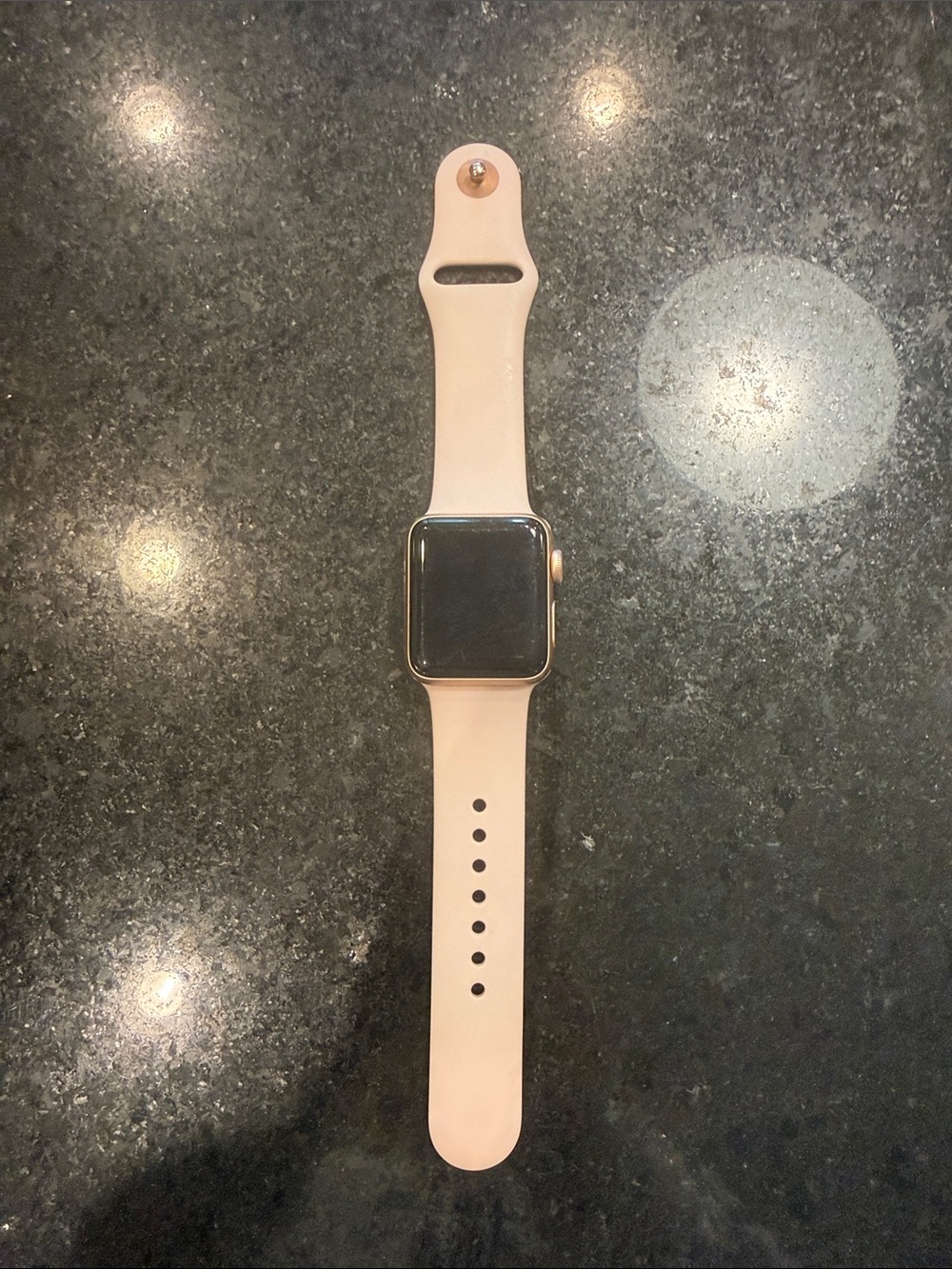 Apple Watch Rose Gold 38mm. Scratches visible on screen, but still works great!